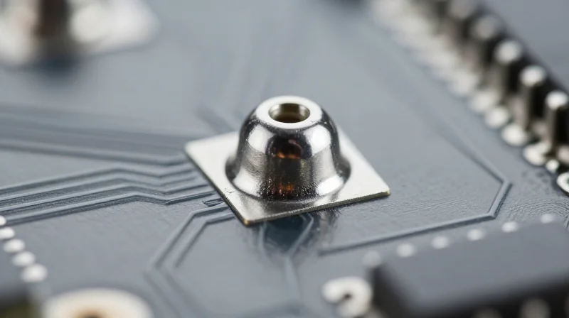 Macro view of a clean solder joint on a PCB pad
