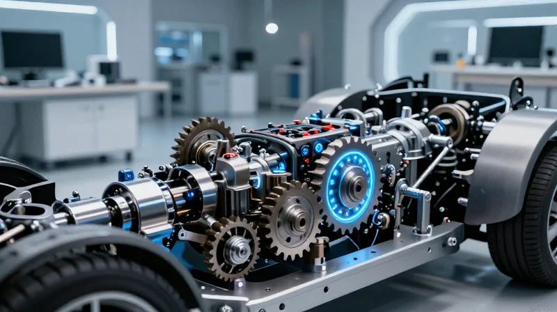 An evolutionary transition visualization of automotive steering mechanics.