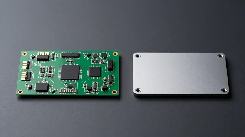 Side-by-side comparison of a traditional PCB and a modern power electronics module.