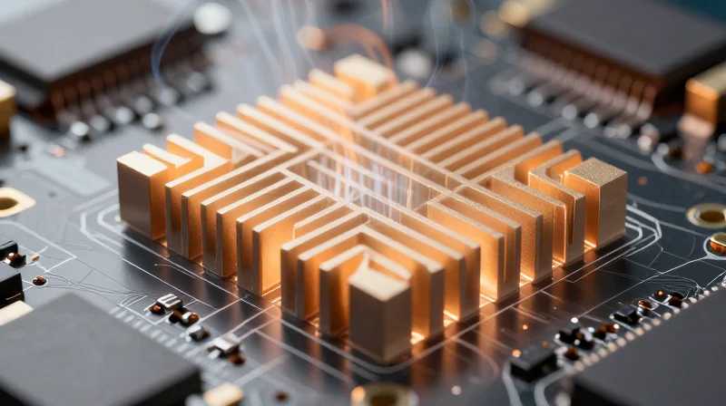 Heat visualization of a dense electronic PCB.