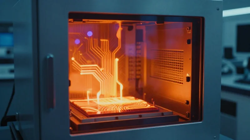 An automotive PCBA undergoing rigorous thermal cycling stress tests in a professional lab.
