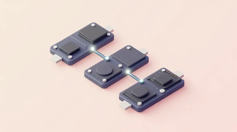 Isometric 3D model showing modular electronic design components fitting together seamlessly.