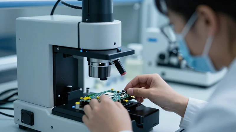 Conceptual image of automated non-destructive testing for electronics