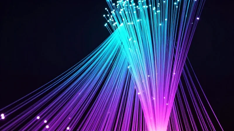 Abstract digital data streams and glowing nodes representing manufacturing insights