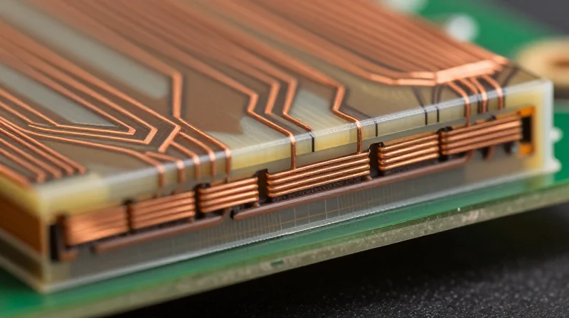 Cross-section view of polyimide coverlay on a flexible circuit