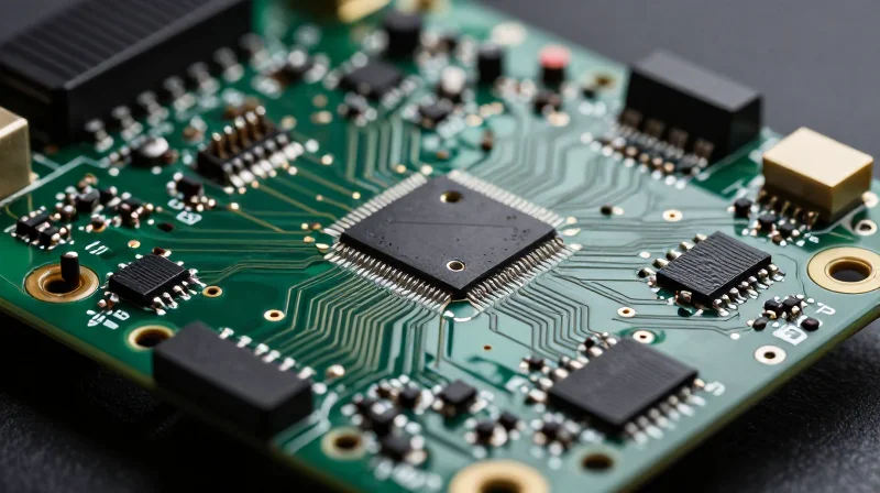 A highly integrated automotive PCBA showing complex component density on a small circuit board
