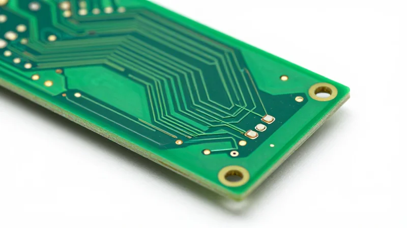 Close-up of a high-current PCB layout showing thick copper traces
