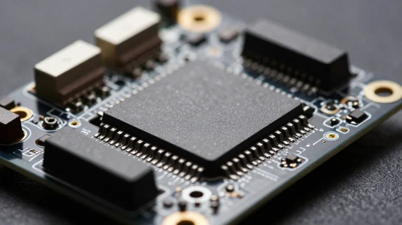 A close-up of a modern solid-state circuit board with MOSFET components, emphasizing modern manufacturing.