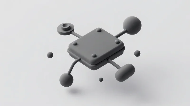 Isometric 3D render of a modular electronic system being analyzed in a virtual space.