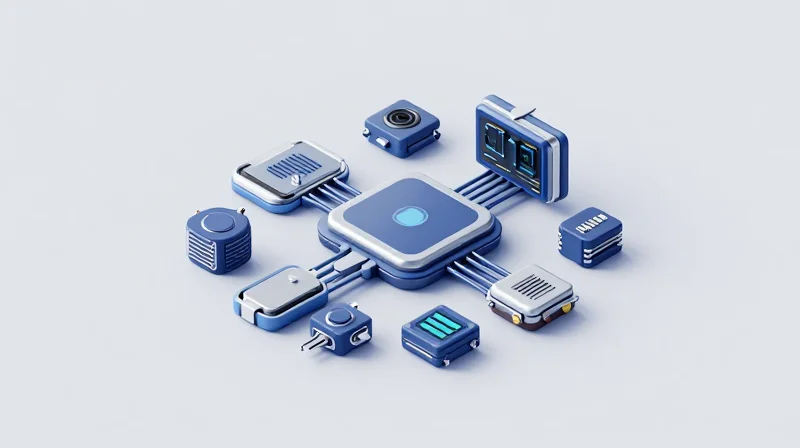 Isometric view of a modern automotive telematics control unit integrated into a digital vehicle structure