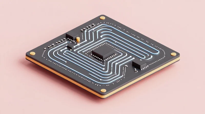 Isometric view of complex high-speed signal routing on a multi-layer PCB.
