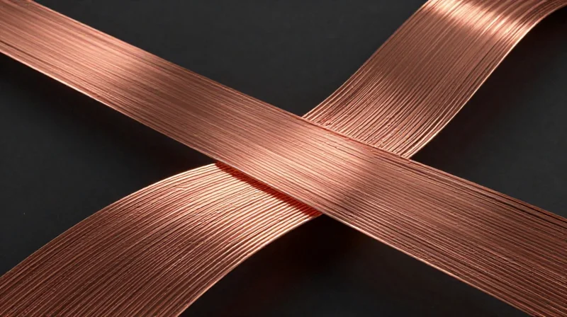 A cross-section view of a flexible PCB trace undergoing mechanical stress simulation