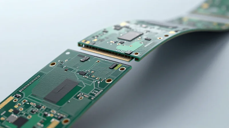 A cross-section illustration showing the neutral axis of a flexible PCB material under bending stress.