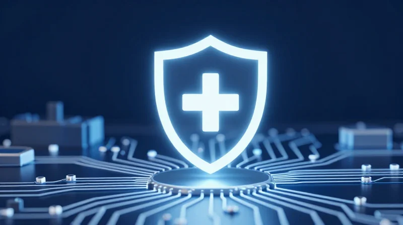 Abstract representation of medical regulatory compliance using shield and holographic structure