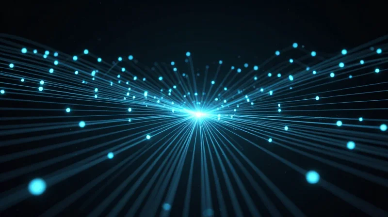 Abstract representation of a unified supply chain connection with glowing nodes