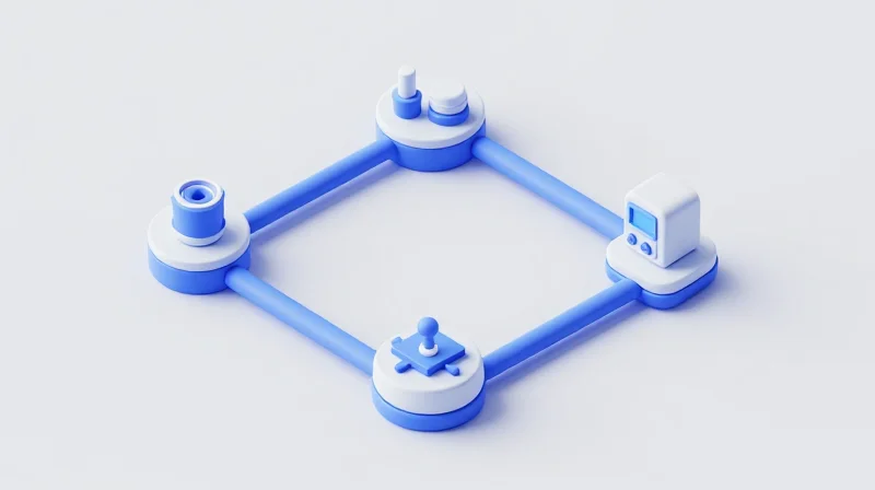 Isometric 3D model representing an optimized medical device assembly process.
