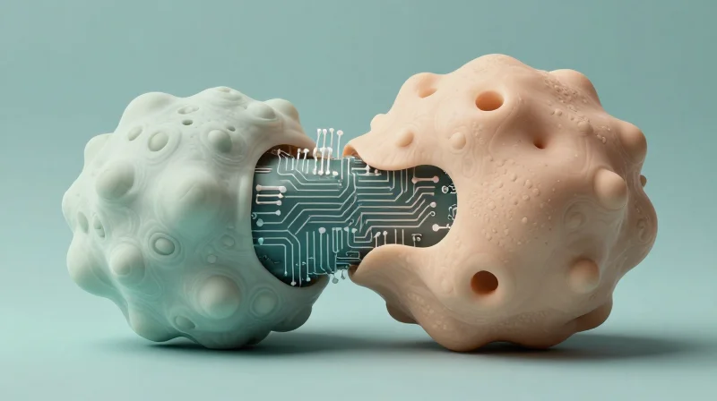 Conceptual visualization of skin contact with medical grade materials.