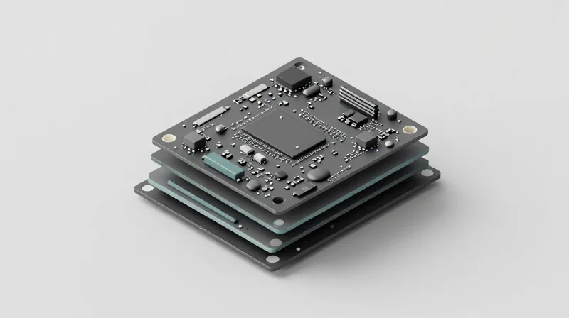 Isometric 3D render of a flexible circuit board for medical devices