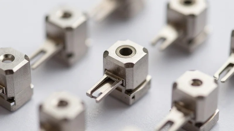 Macro shot of high-quality industrial grade electronic components on a clean surface.