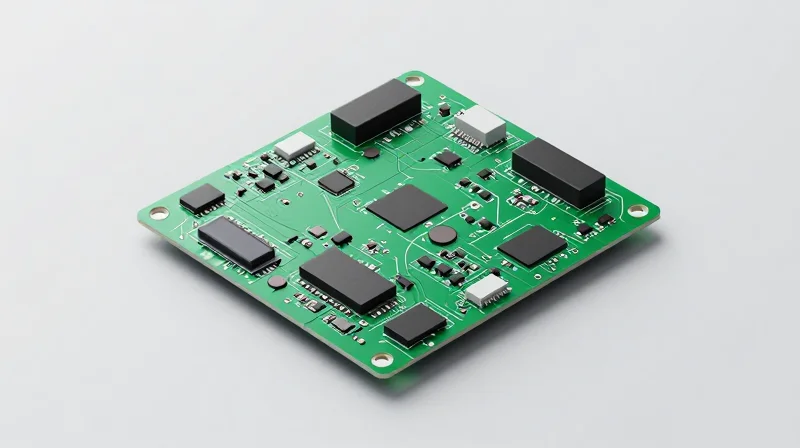 Concept art showing a monolithic circuit block being replaced by modular, snap-in components.