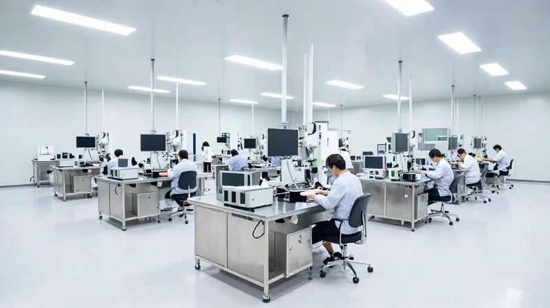 Modern high-tech cleanroom facility with controlled environment.