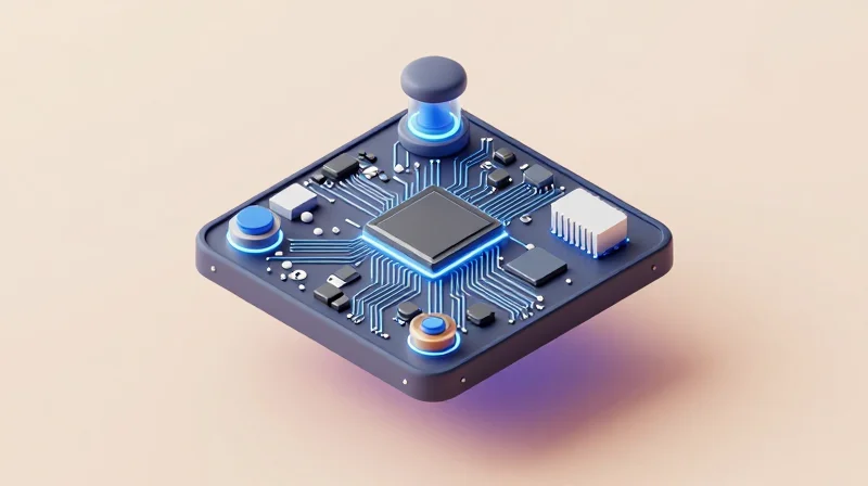 Isometric view of a simulated digital twin of a circuit board inside a magnetic field
