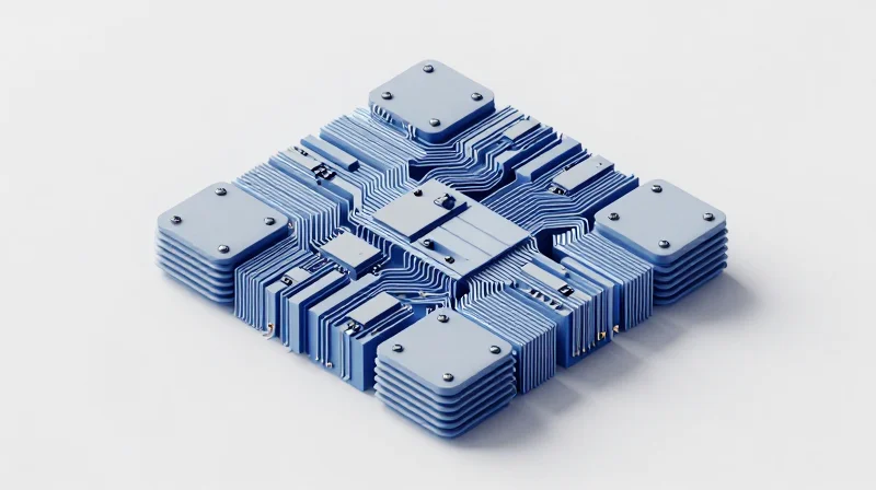 Abstract 3D rendering of high-density circuit board panel layout