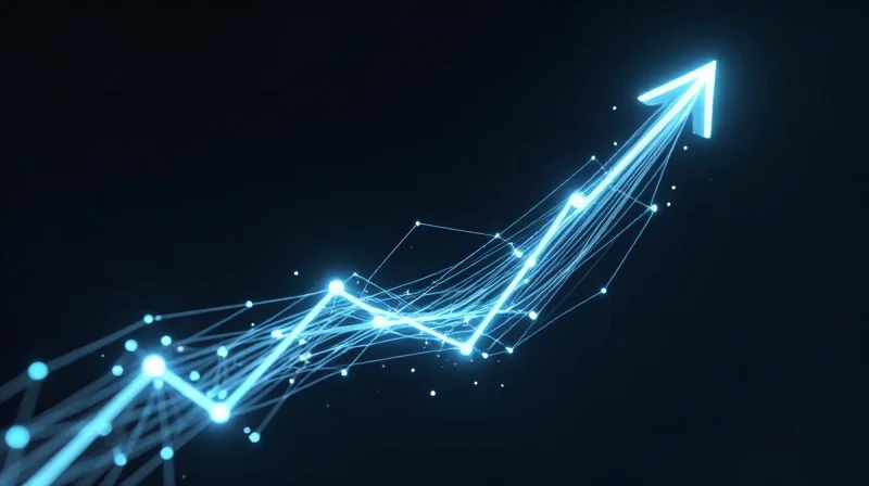 Glowing data visualization showing performance trends
