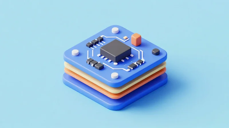 Isometric view of a compact power PCB layout