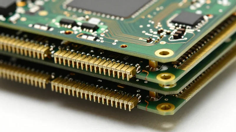 Close-up of a high-tech PCB material layers reflecting professional engineering precision.