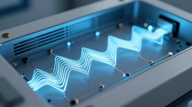 Abstract representation of high-precision micro-volt signal path in diagnostic equipment