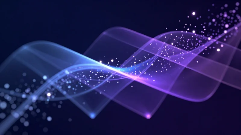 Abstract representation of signal flow moving through advanced substrate layers
