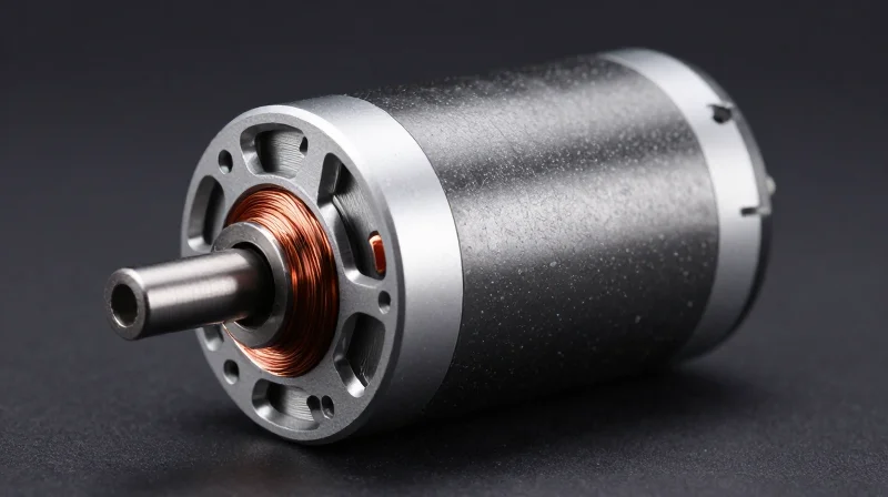 A modern brushless DC motor for medical mobility equipment showcasing high-efficiency copper windings and a polished metallic casing.