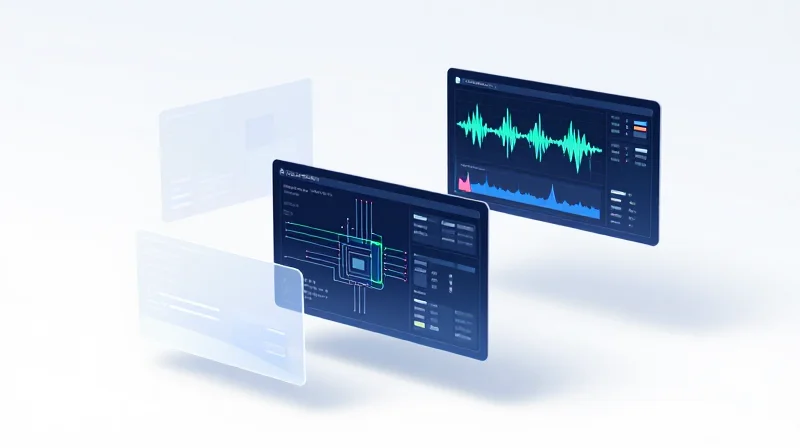 A high-tech digital simulation of a medical electronic component undergoing stress testing.