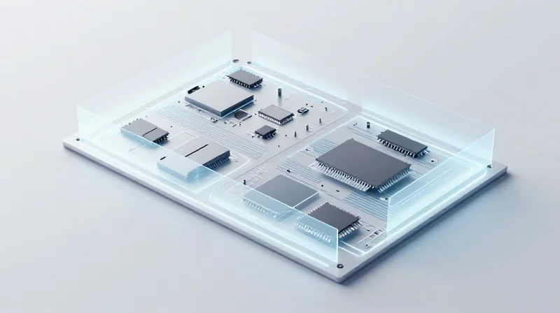 Conceptual visualization of analog and digital ground plane separation on a multi-layer circuit board