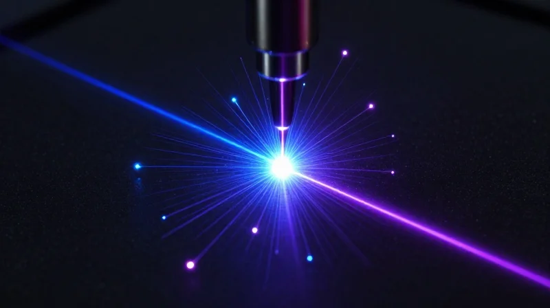Abstract representation of a laser beam ablating material on a circuit board surface