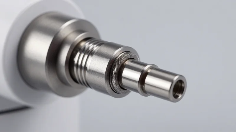 A close-up of a precision-engineered medical component being analyzed with advanced tools.