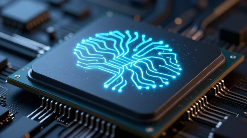 Abstract visualization of neural processing units inside a hardware gateway