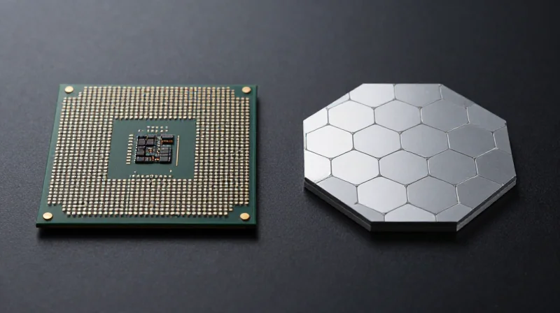 Two different hardware chips positioned side by side for a visual comparison