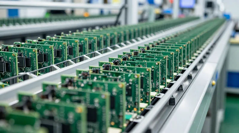 A clean production line featuring manufactured circuit boards with high precision