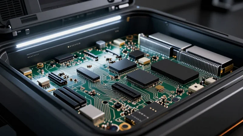 Conceptual 3D representation showing the evolution from bulky rigid circuit boards to sleek modern interconnect technology.
