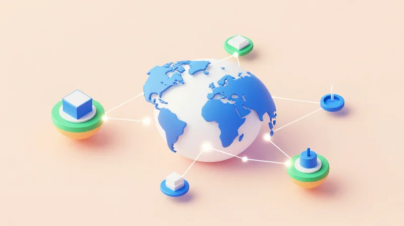 Abstract representation of global supply chain logistics