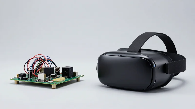 Abstract representation of the transition from bulky hardware to sleek modern VR headsets