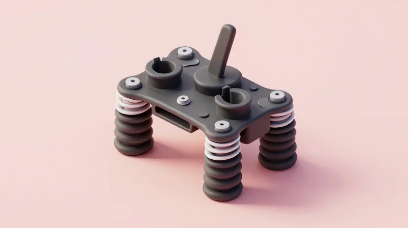 Isometric view of a mechanical vibration damping system for electronics