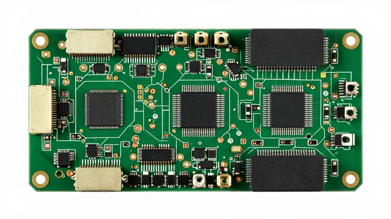 Top-down view of an organized flight controller PCB component layout
