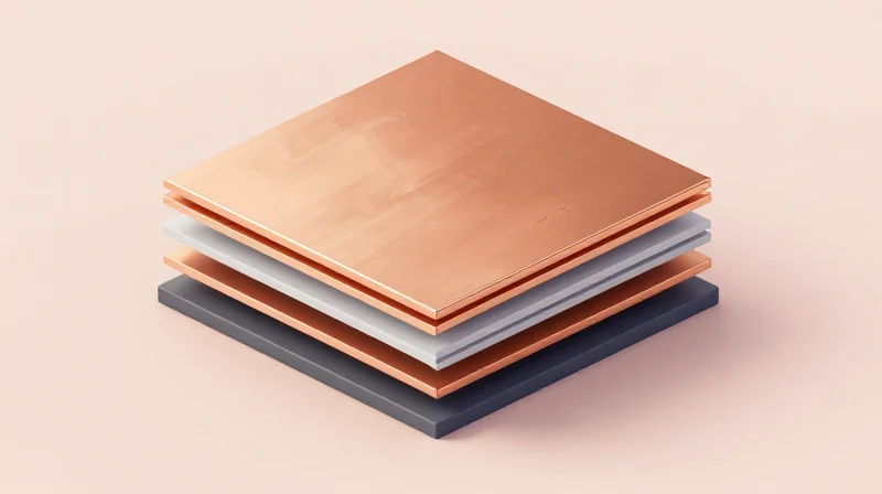 Isometric view of a multi-layer PCB structure showing damping layers