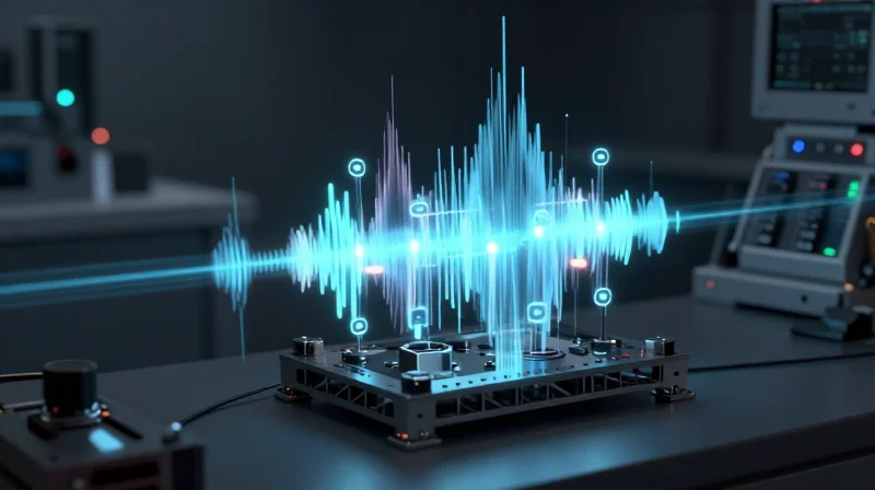 Conceptual 3D representation of vibration testing equipment