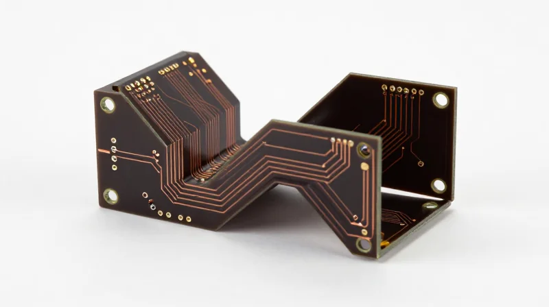 Modern rigid-flex circuit board in a folded 3D configuration
