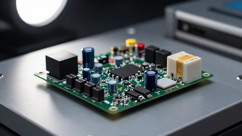 A ruggedized circuit board being tested in a laboratory environment