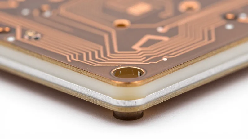 Diagrammatic macro photography of a dielectric material between copper and aluminum